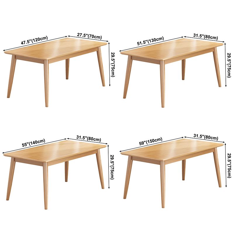 Rectangle 4 Legs Modern Dining Table Wood Color Fixed Table of Solid Wood