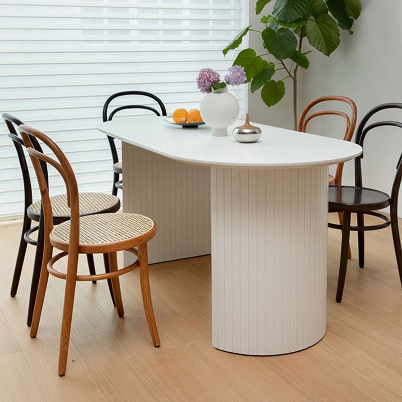 Modern Solid Wood Table for Restaurant Oval Kitchen Table with Double Pedestal
