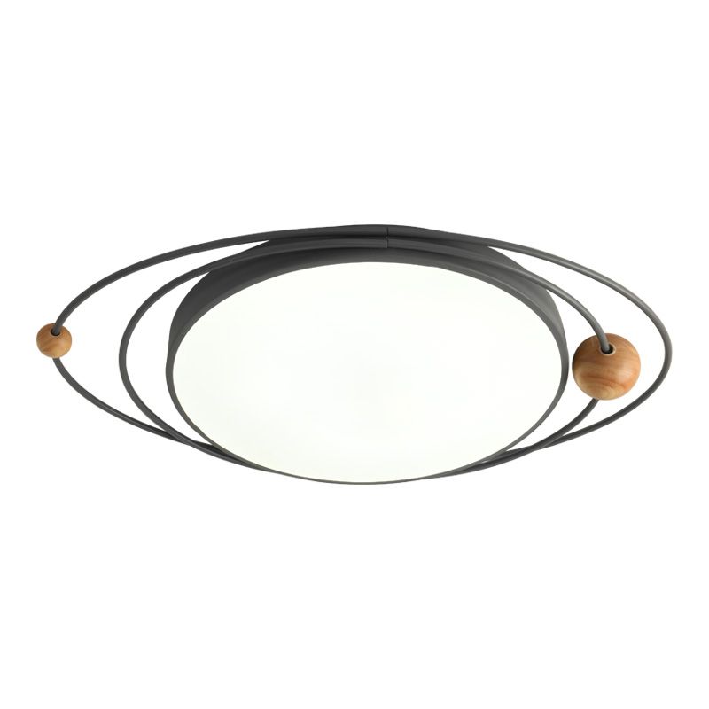LED Nordic Ceiling Flush Wood & Acrylic Round Ceiling Flush Mount for Bedroom