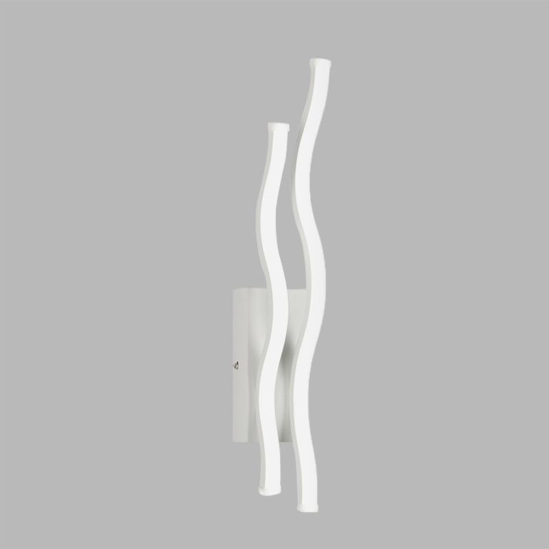 Acrylic 2-Waving Linear Sconce Lighting Simple LED White Wall Lamp Fixture in Warm/White Light