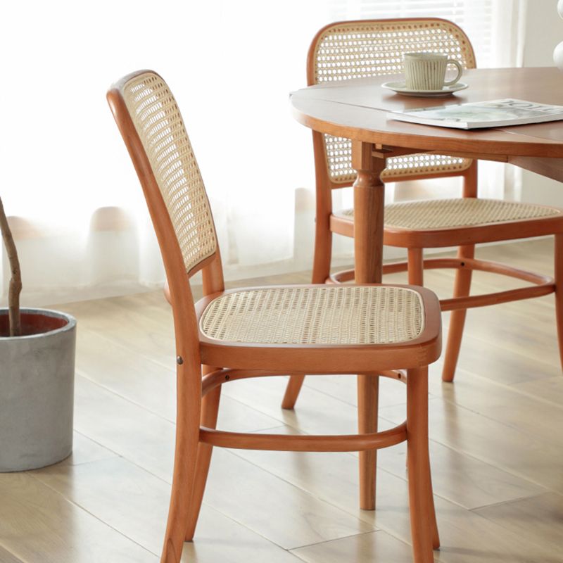 Silla de comedor de estilo tradicional, silla lateral sin brazos de cocina con patas de madera