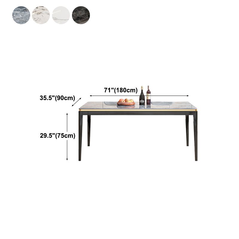 Medieval Modern Sintered Stone Dining Table Rectangle Kitchen Table with 4 Legs