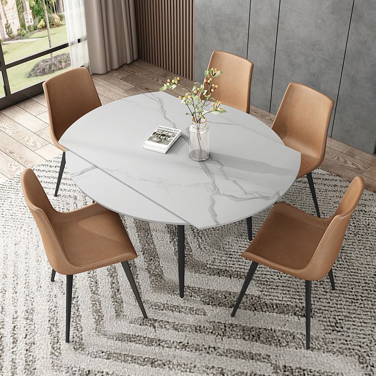 Round Dining Site Table Simplicity Stone Dining Table with Drop-Leaf,51"L x 51"W x 29.5"H