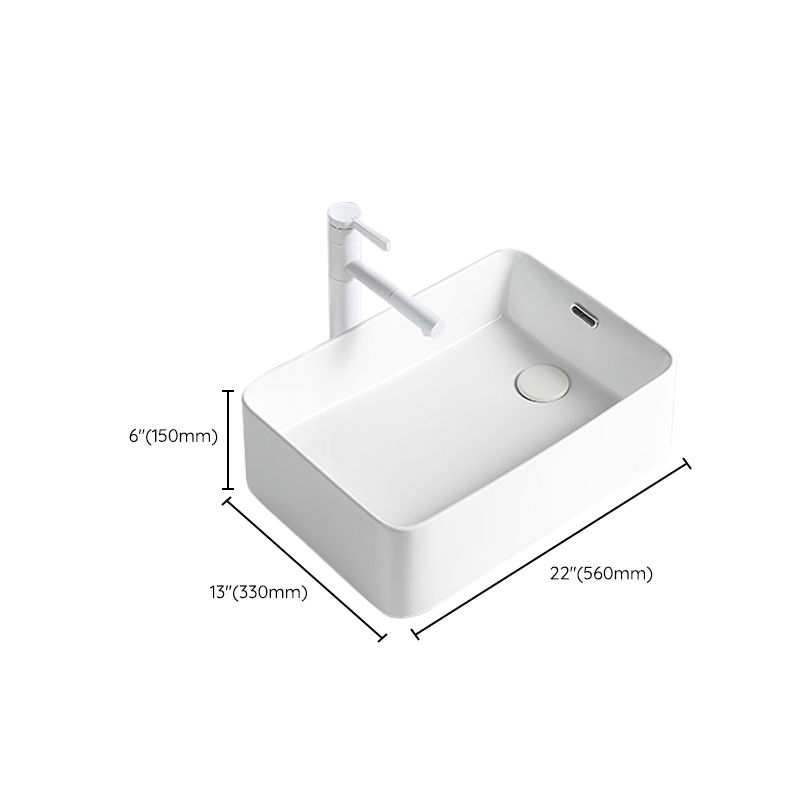 Modern Bathroom Sink Porcelain Solid Color Rectangular Vessel Bathroom Sink