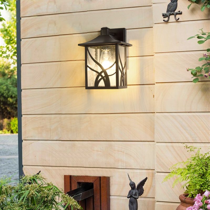 American Style Glass Wall Light Brown 10.5" High Wall Sconce for Outdoors