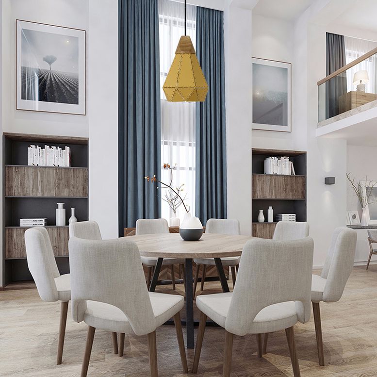 Restaurante en forma de diamante de techo de diamante de metal y madera de madera de color azul/verde/rosa/amarillo iluminación colgante