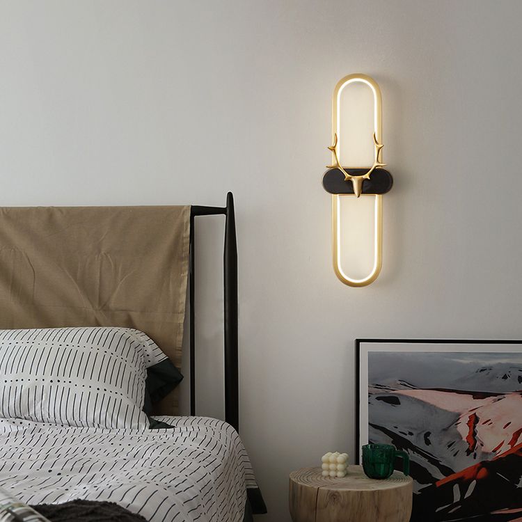 Copper Antlers Wall-Mounted Light Metal Wall Light Sconces for Bedroom