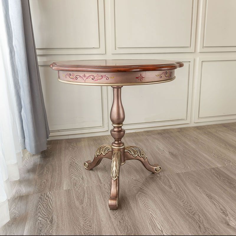 Traditional Style Round Solid Wood Table with 3 Legs Base Side Table