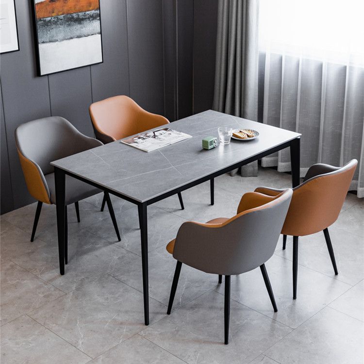 Fauteuil de maison scandinave avec dossier Parsons, chaise de salle à manger rembourrée en métal