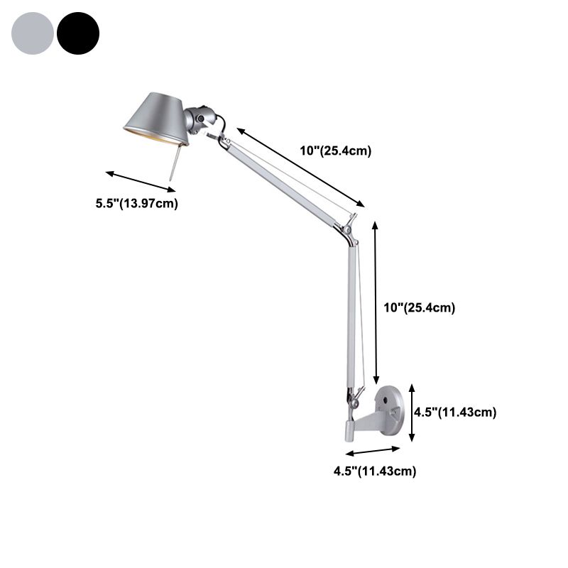 Swing Arm Wall Sconce Modernist Metal Wall Light Fixture for Bedroom