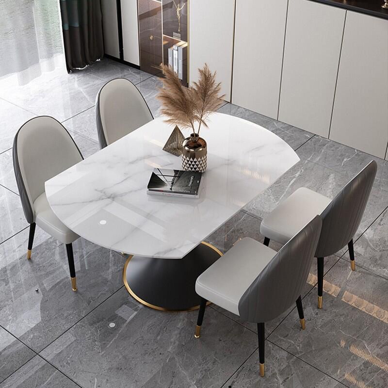 Contemporary Sintered Stone Round Table Set 1/2/5/7 Pieces Dining Set