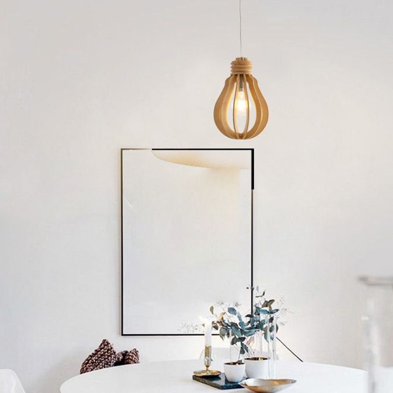 Péndulo de madera Péndulo Ligera moderna de madera de 1 luce colgante colgante para el comedor