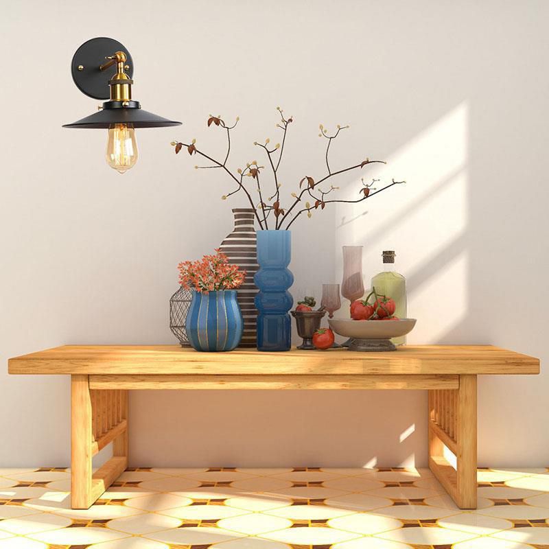 Retro Style Geometric Wall Light Metal Shade Black Wall Sconce for Restaurant