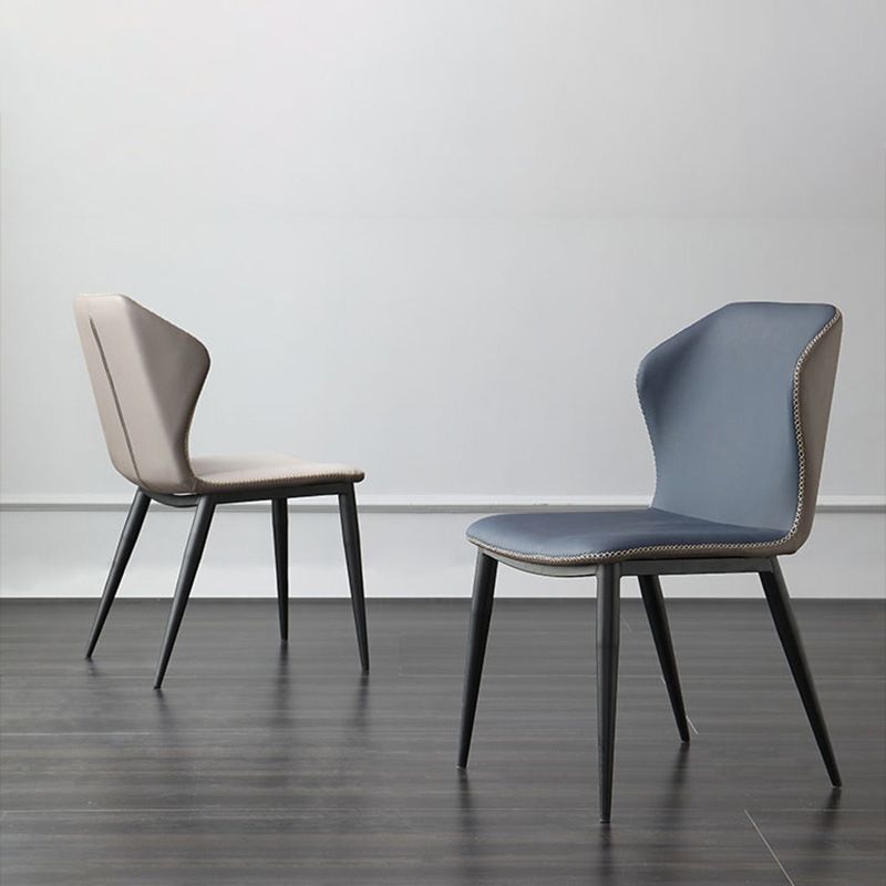 Faux Leather Side Chair Wingback Armless Chair with Black Legs