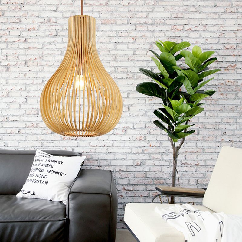Luz colgante de madera moderna y ajustable forma de lágrima de lágrima de techo
