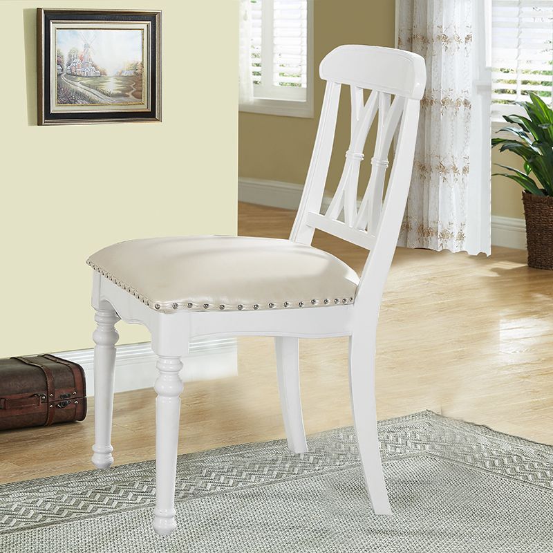 Silla lateral de cuero tradicional para restaurante Silla de comedor con respaldo cruzado natural