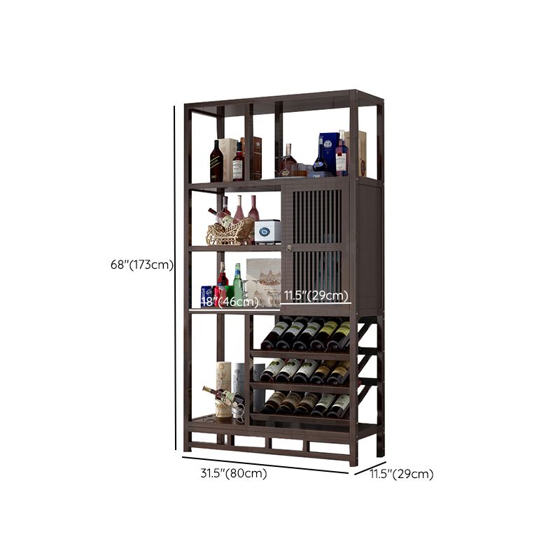 Traditional Brown Wine Rack Floor Wood Wine Bottle Rack for Living Room