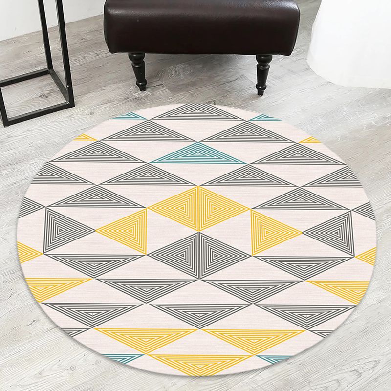 Komfort-Dekorationsteppich, mehrfarbiger geometrischer Druckbereich, Polyester, rutschfeste Unterseite, haustierfreundlicher Innenteppich