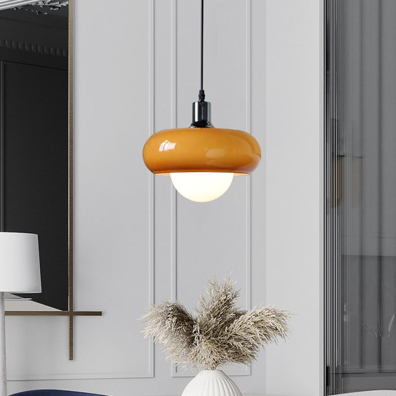 Nordic moderne 1-Light Pendant Light Drum Glass Prending Pendant Pendant Light for Bedroom
