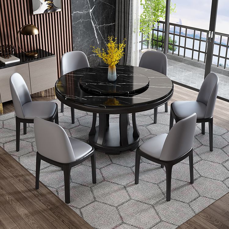 Mesa redonda del sitio de comedor sencille muebles de mármol con base de pedestal