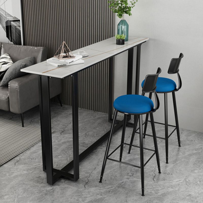 Modern 1/3 Pieces Bar Table Set Rectangle Stone Counter Table with High Stools for Balcony