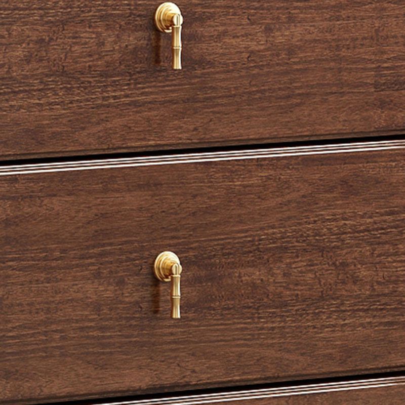 Glam Walnut Wood Storage Chest Bedroom Chest in Brown with Drawers