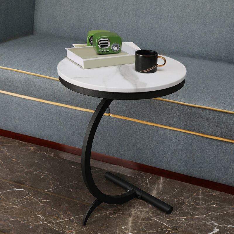 Round Side Wood Top End Table Abstract Sofa Side End Table for Living Room