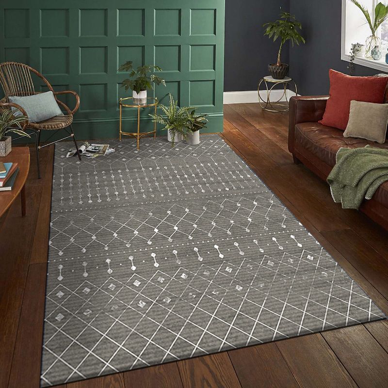 Alfombra de área azul y gris Poliéster Patrón tribal alfombra de alfombra de alfombra de respaldo para el hogar para el hogar