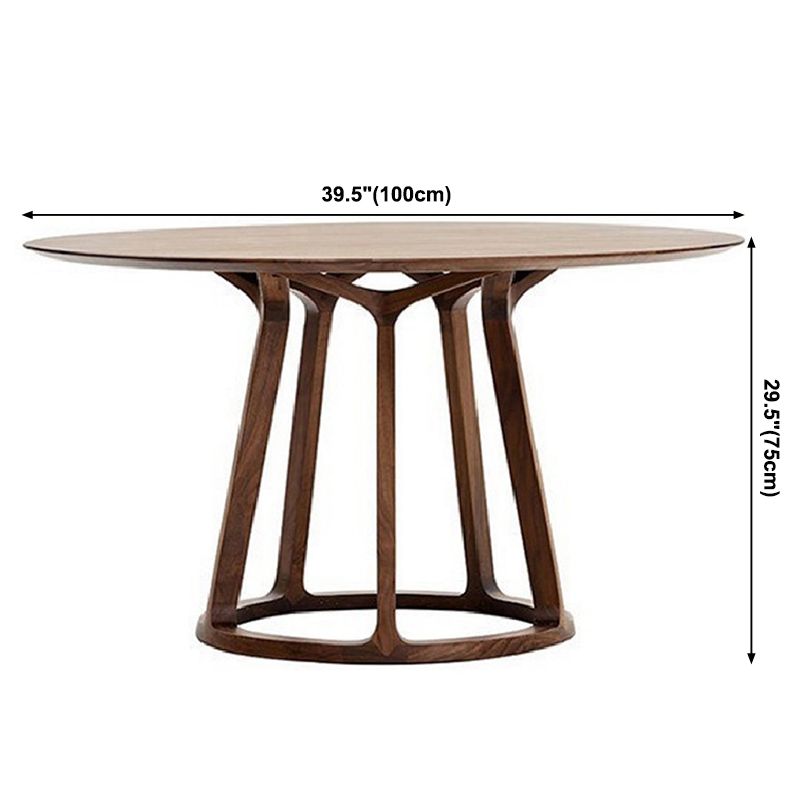 Table à manger en bois massif moderne table ronde marron avec base de piédestal pour la maison