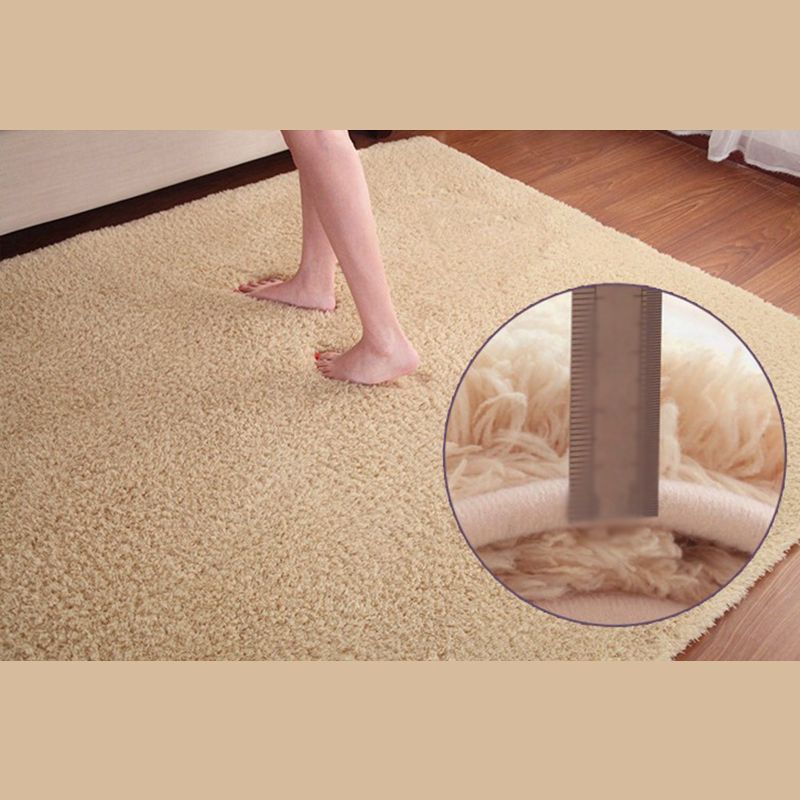 White Area Rug Polyester Solid Color Area Carpet Non-Slip Backing Area Rug for Living Room