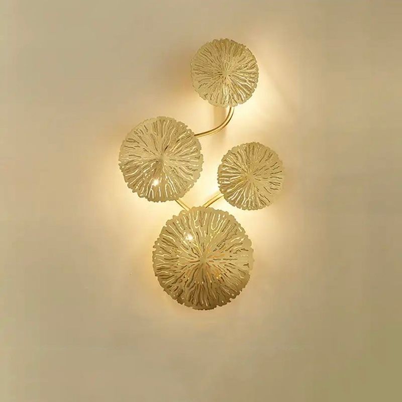 Metal Gold Wall Lamp in Modern Creative Style Stainless-Steel Lotus Shape Wall Sconce for Bedroom