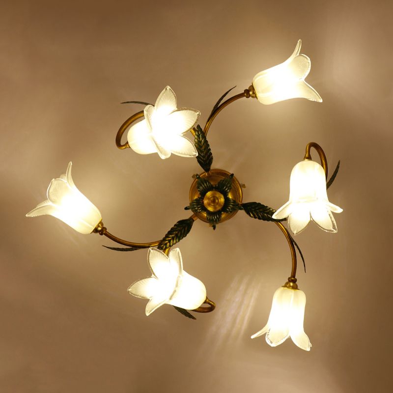 Luz de techo de techo de flor de vidrio blanco