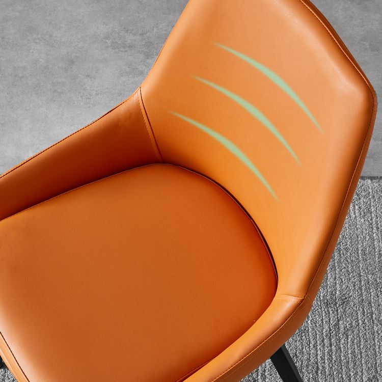 Sillas de comedor de cuero contemporáneas, sillón tapizado con patas de metal para restaurante