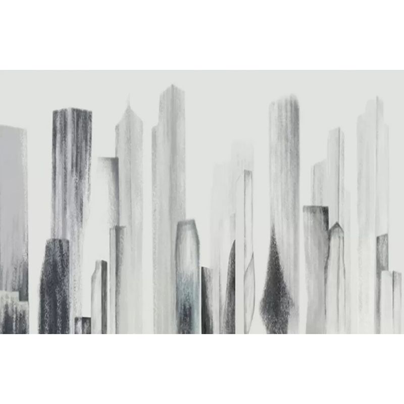 Metropolitan Skyscrapers Wall Mural Decal for Meeting Room, Soft Grey, Custom-Made