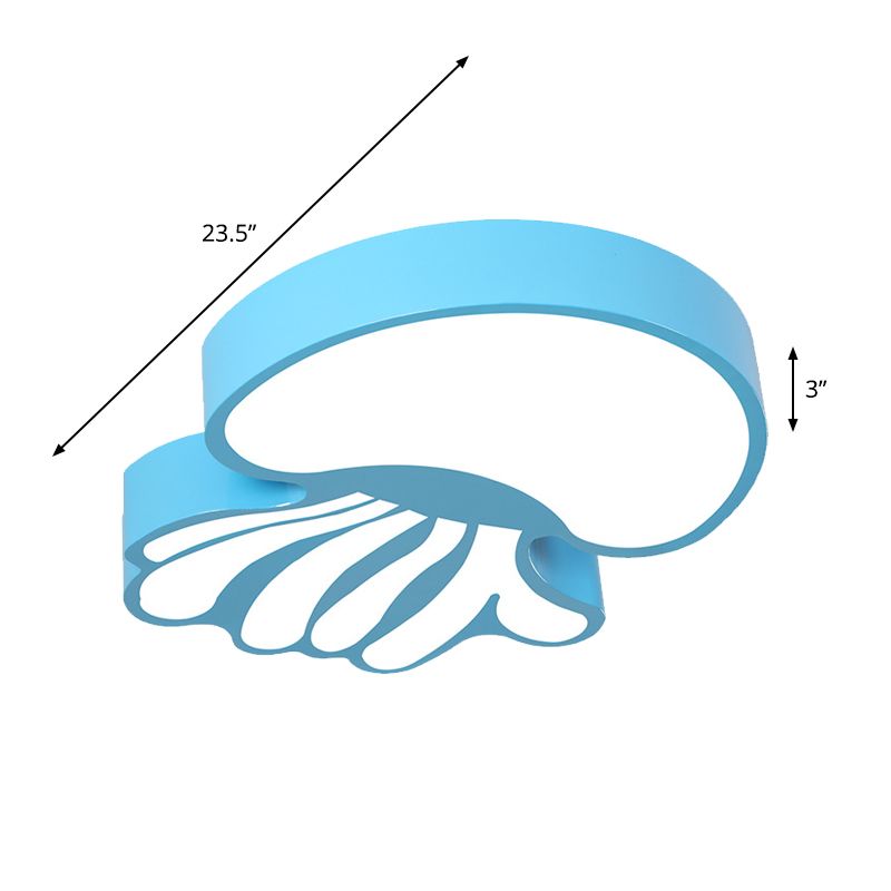 Creative LED Flushmount Lighting Blue Jellyfish Ceiling Flush Mount with Acrylic Shade in Warm/White Light