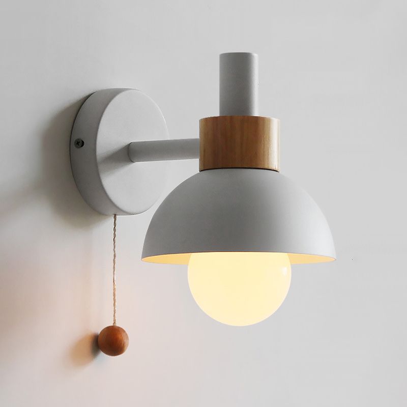 1 Light Dome Wall Sconce Lights Minimalist Metal for Bedroom