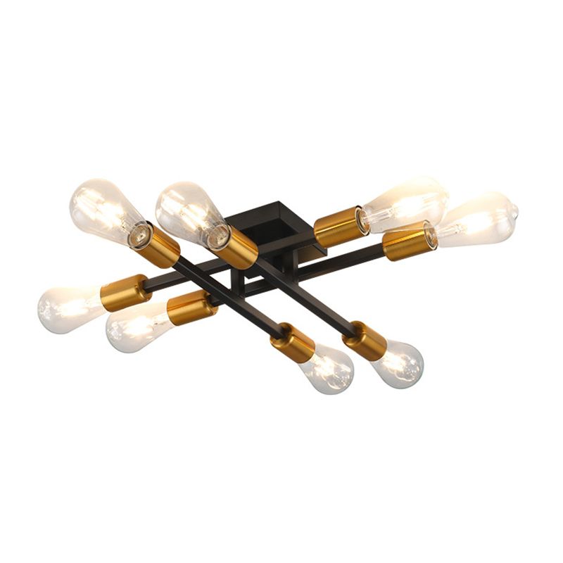 Industrial Linear Semi Mount Lighting Metal Ceiling Mount Light Fixture