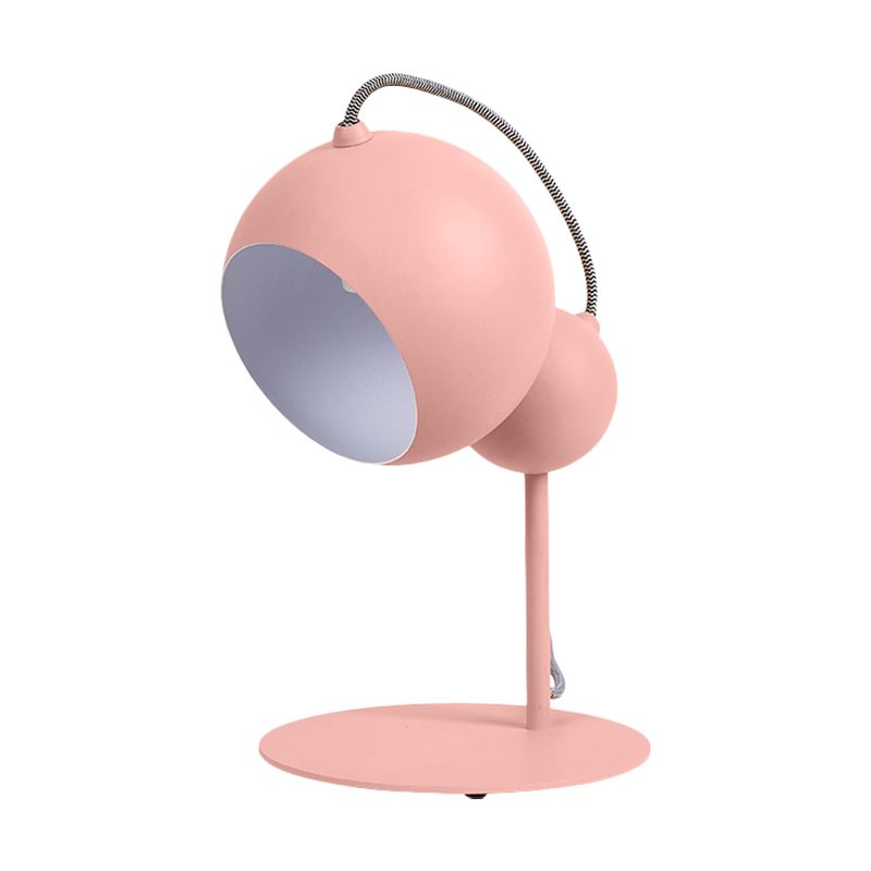 Lampada da tavolo globo rosa/giallo/verde Lampada da lettura modernista metallizzata a 1 luce con paralume regolabile per camera da letto