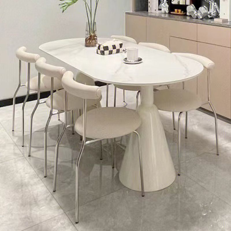 Oval 1/2/4/5/6/7 Piece Table and Chair Set White Dining Table Sets