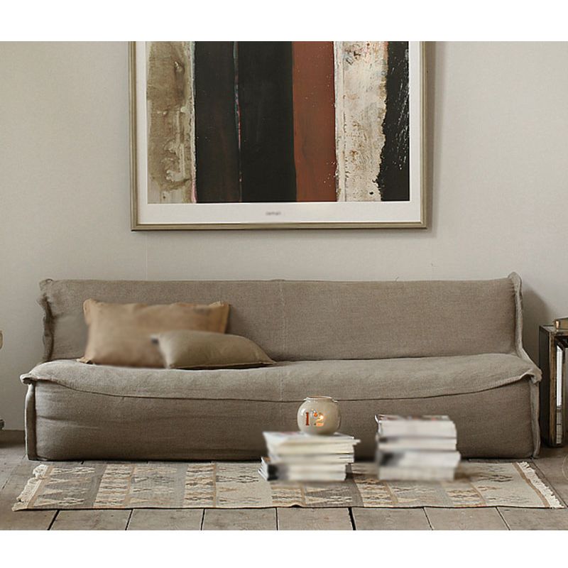 Cotton Blend/ Faux Leather Sofa Armless Settee for Three People