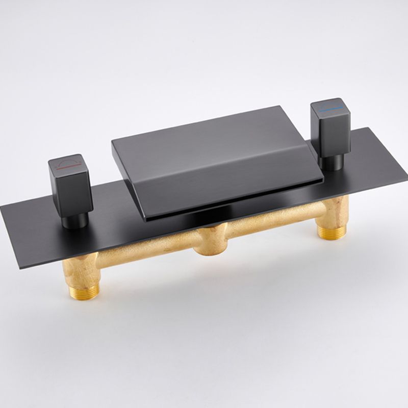 Deck Mounted Copper Roman Tub Faucet Waterfall Low Arc Roman Tub Faucet Set