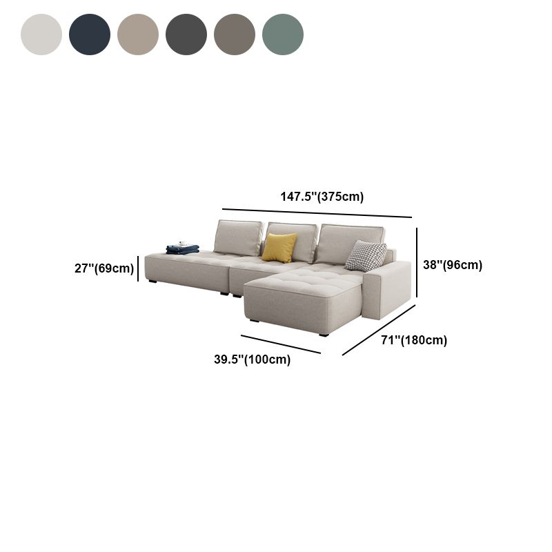 147.63" W X 70.86" D X 37.41" H Linen One Side Arm Sofa & Chaise for Living Room