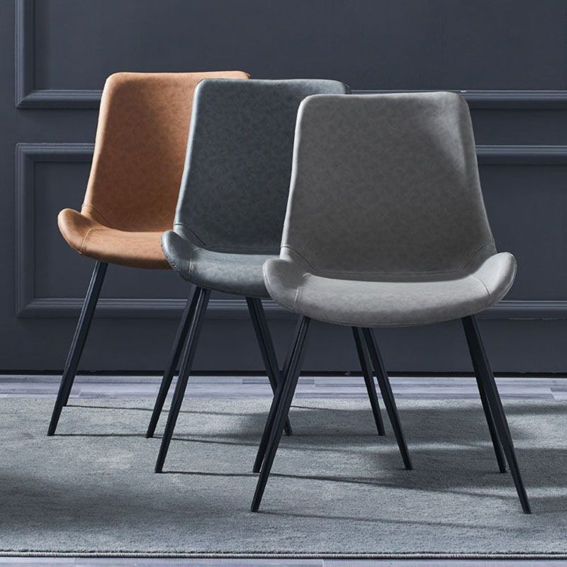 Leather Dining Side Chair Industrial Design Solid Back Dining Side Chairs