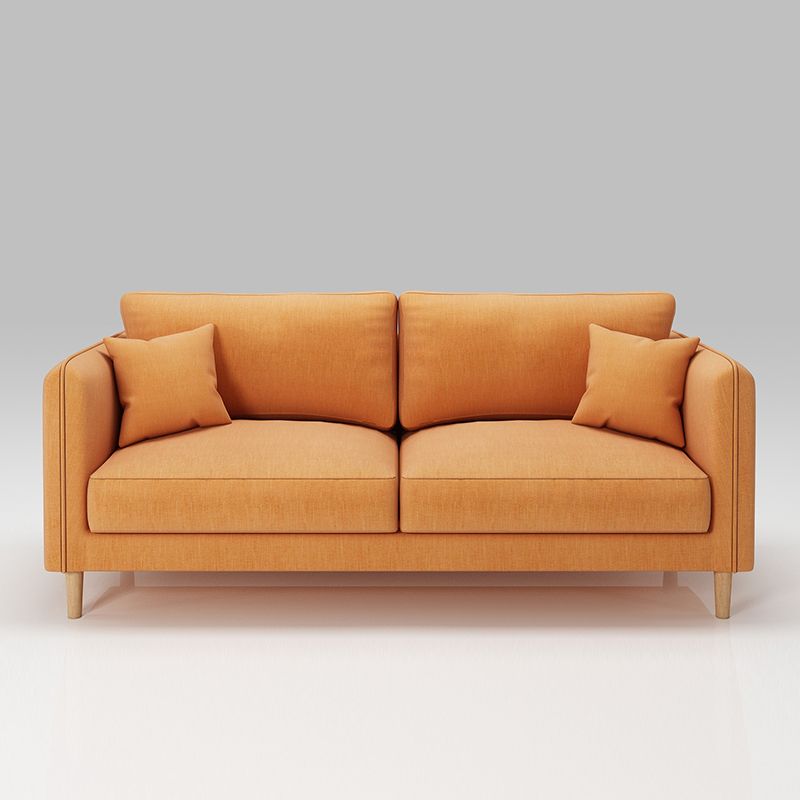 Scandinavian Loose Back Sofa 3-Seat Slipcovered Linen Square Arm Sofa