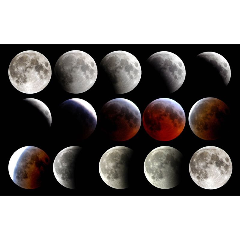 Photography Lunar Eclipse Wall Mural for Kids Bedroom, Grey-Red, Custom Size Available