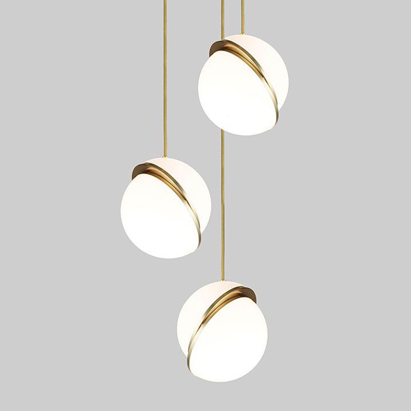 Luz de colgante de bola acrílica blanca Lámpara de suspensión de techo de una cabeza para dormitorio