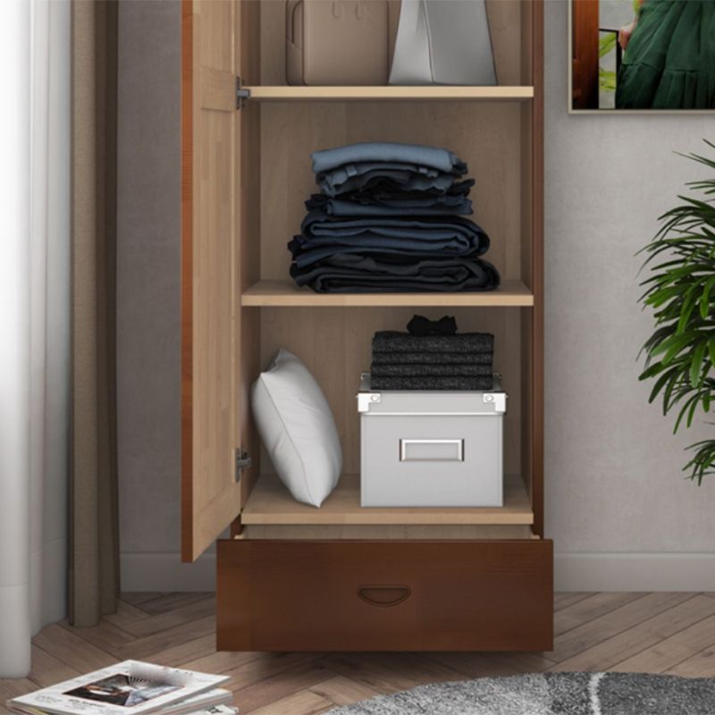 Traditional Wardrobe Cabinet Hinged Rubberwood Wardrobe Armoire