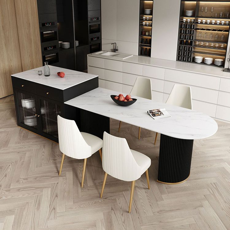 Free Form Sintered Stone Table for Restaurant Luxury Table with Double Pedestal