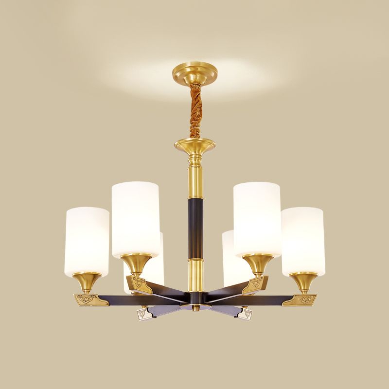 Modern Minimalism Style Cylindrical Hanging Chandelier Copper Ceiling Chandelier