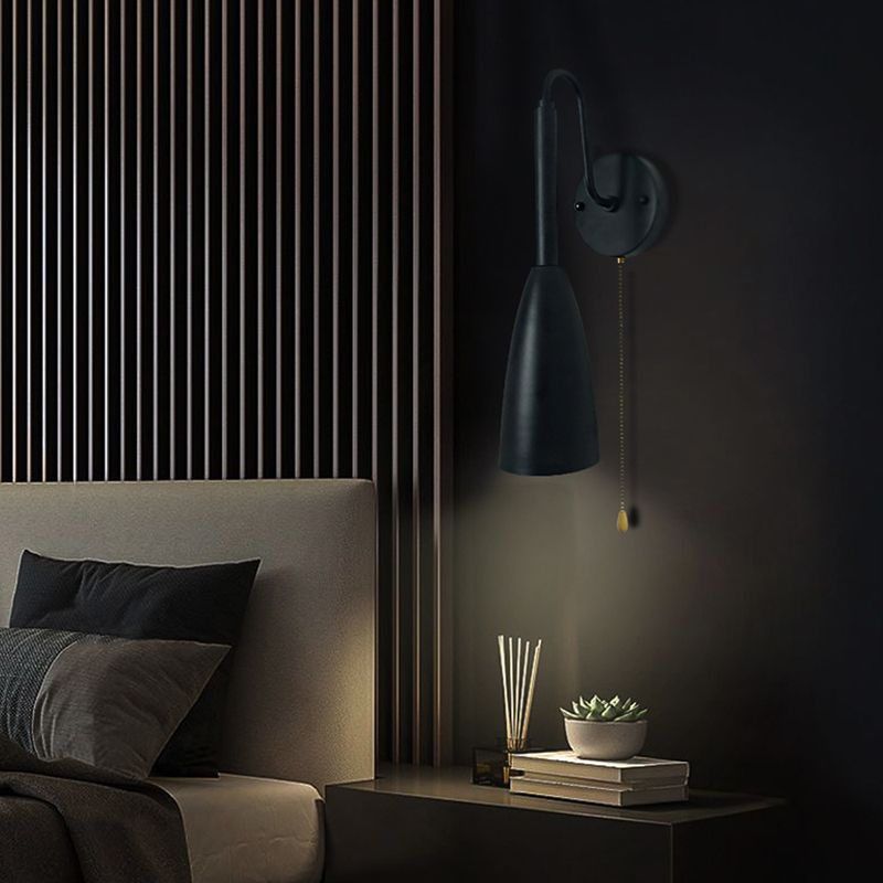 1 Light Unique Shape Wall Mount Light Fixture Industrial Wall Mounted Lighting in Black